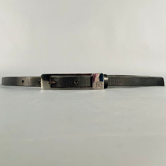 J.LINDEBERG Size 30 Black Silver Logo Leather Leather Belt - Picture 1 of 9